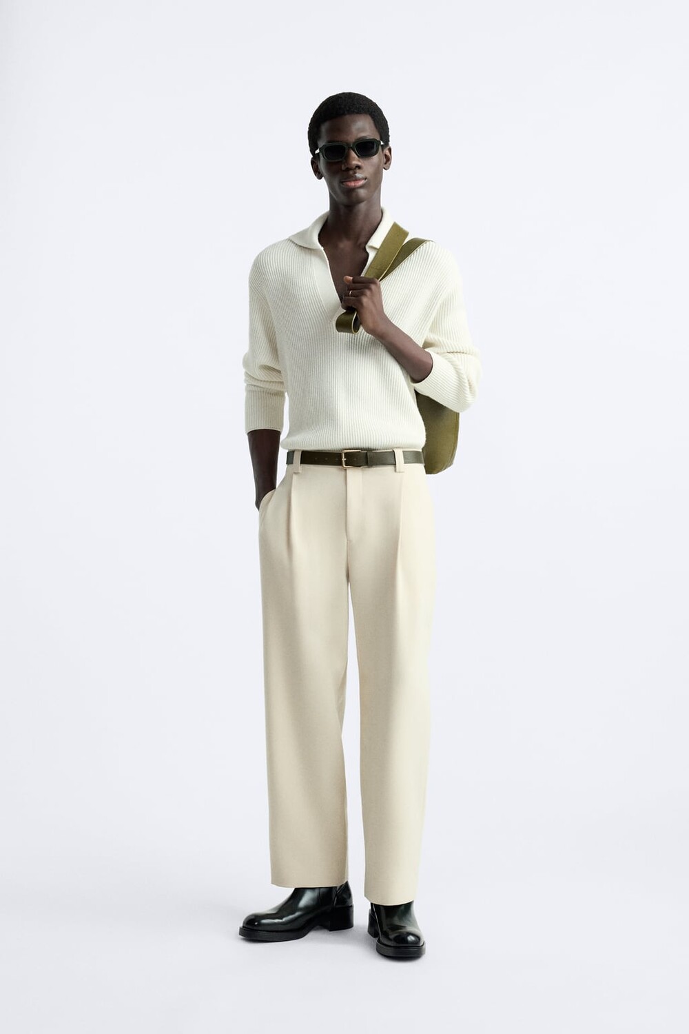 

Плиссированные брюки ZARA, экру