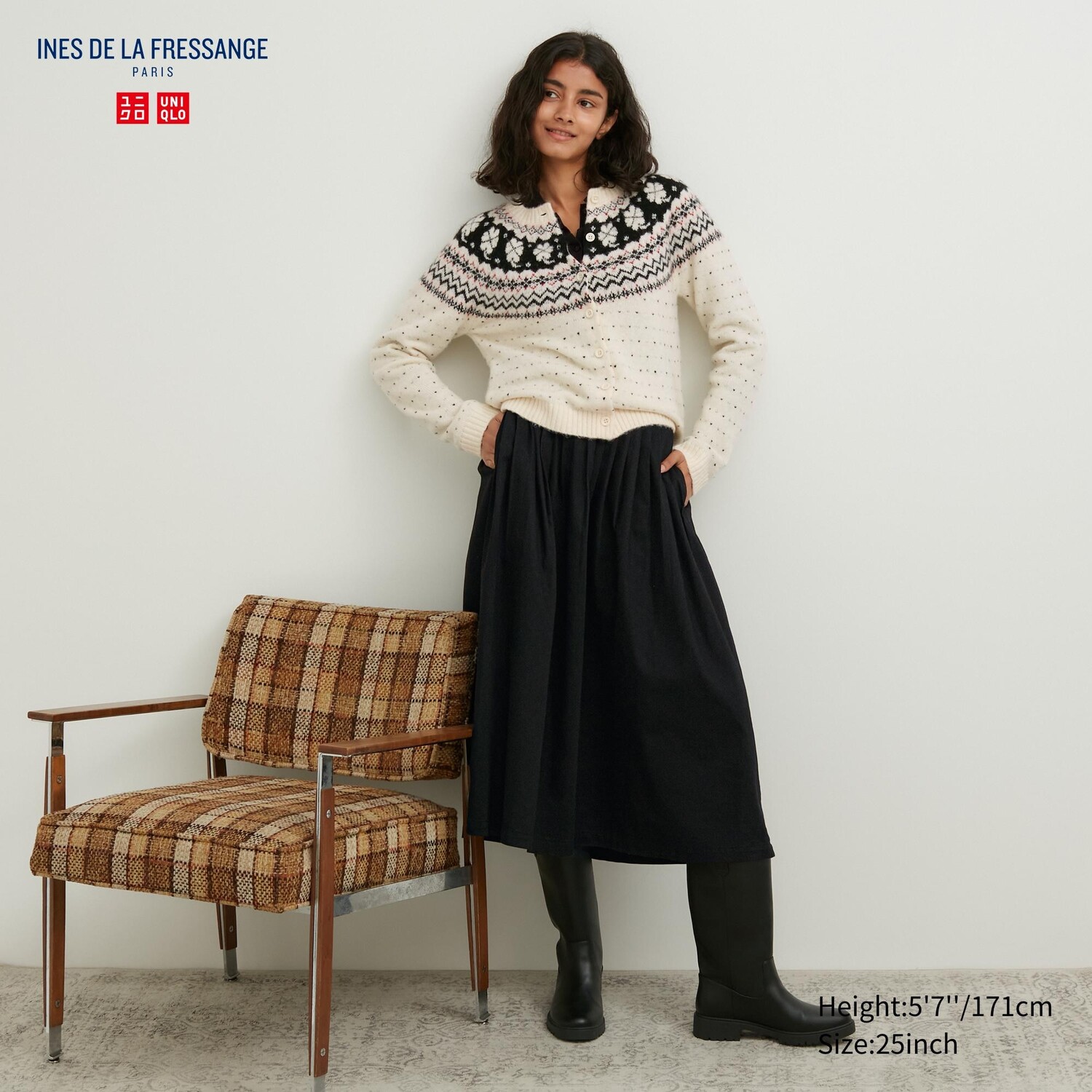 

Джинсовая юбка со сборками Uniqlo, черный