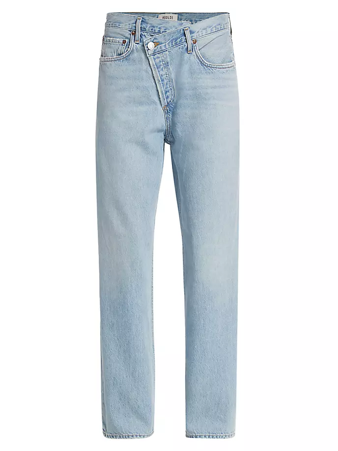 цена Широкие джинсы с перекрещенными краями Agolde, цвет wired light vintage indigo