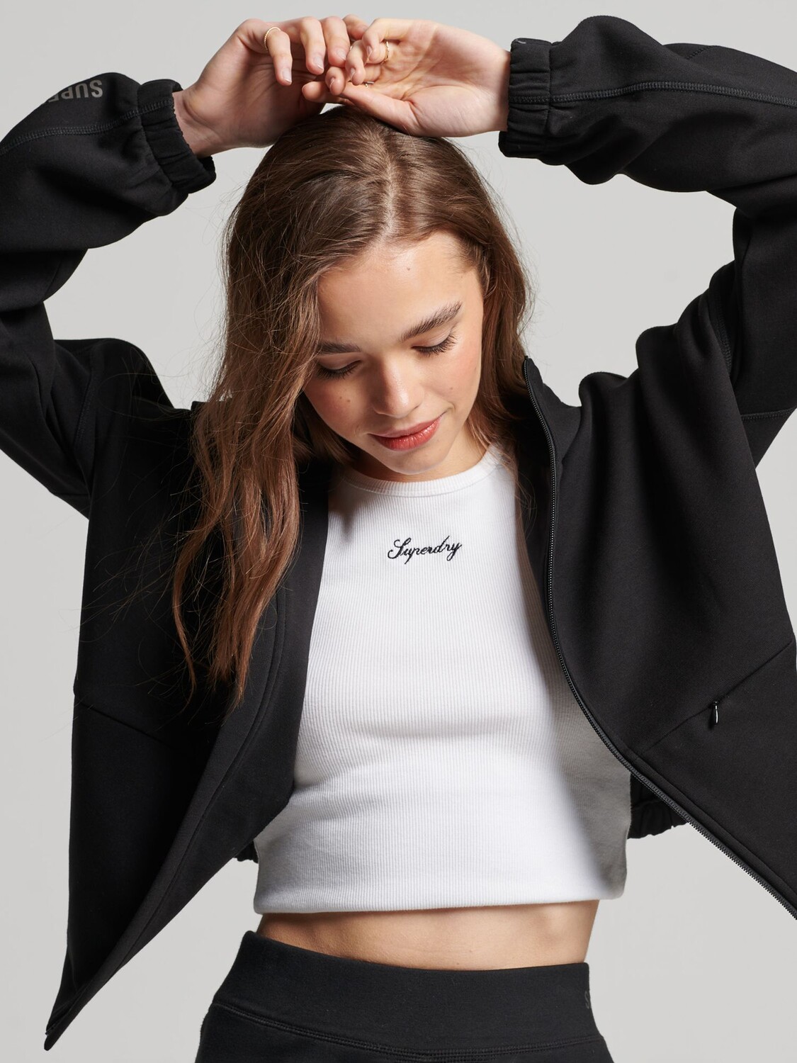 

Толстовка на молнии Superdry Code Tech, черная, Черный