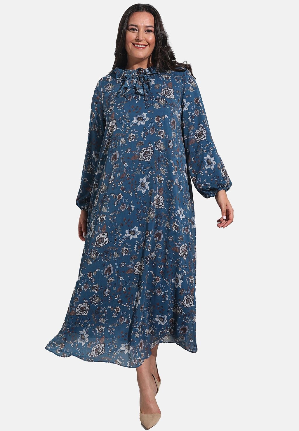 

Длинное платье Plus Size Alia Modanisa, цвет petrol