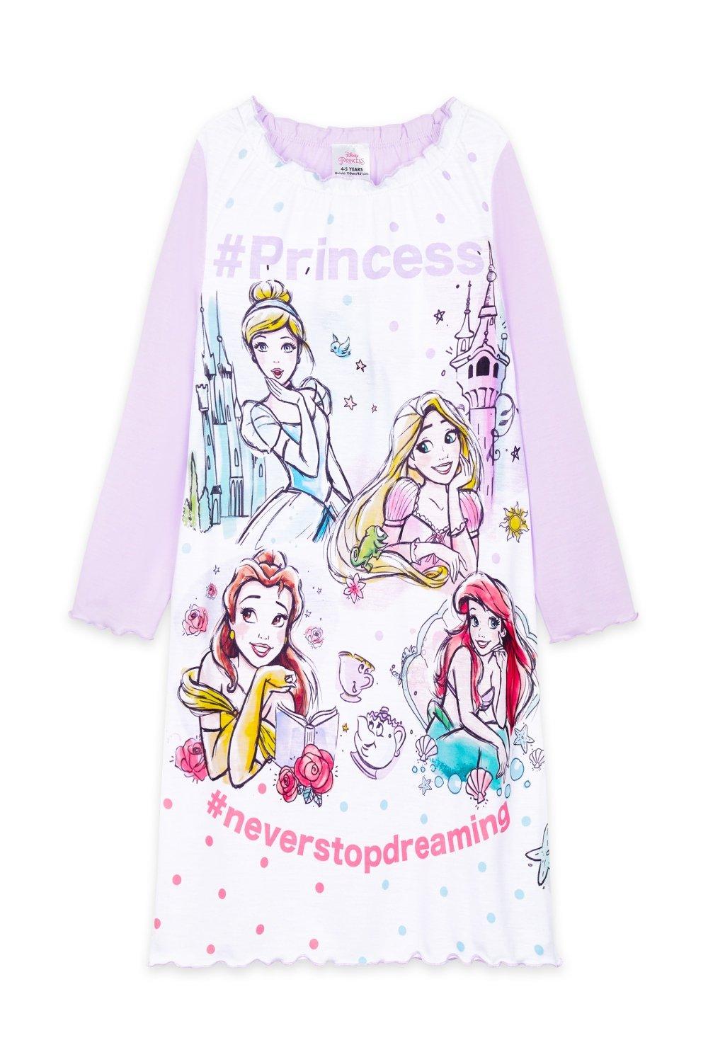 Ночная рубашка принцессы с длинными рукавами Disney, мультиколор ночная рубашка с короткими рукавами climatyl xl розовый