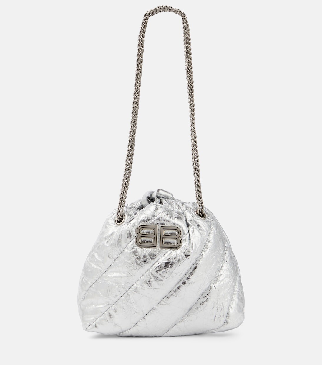 

Сумка через плечо crush mini из металлизированной кожи Balenciaga, серебряный