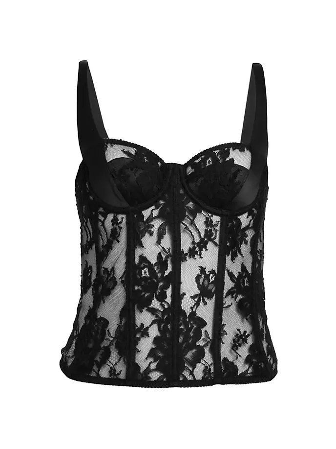 

Бюстье на косточках с атласной отделкой и кружевом Dolce&Gabbana, цвет nero