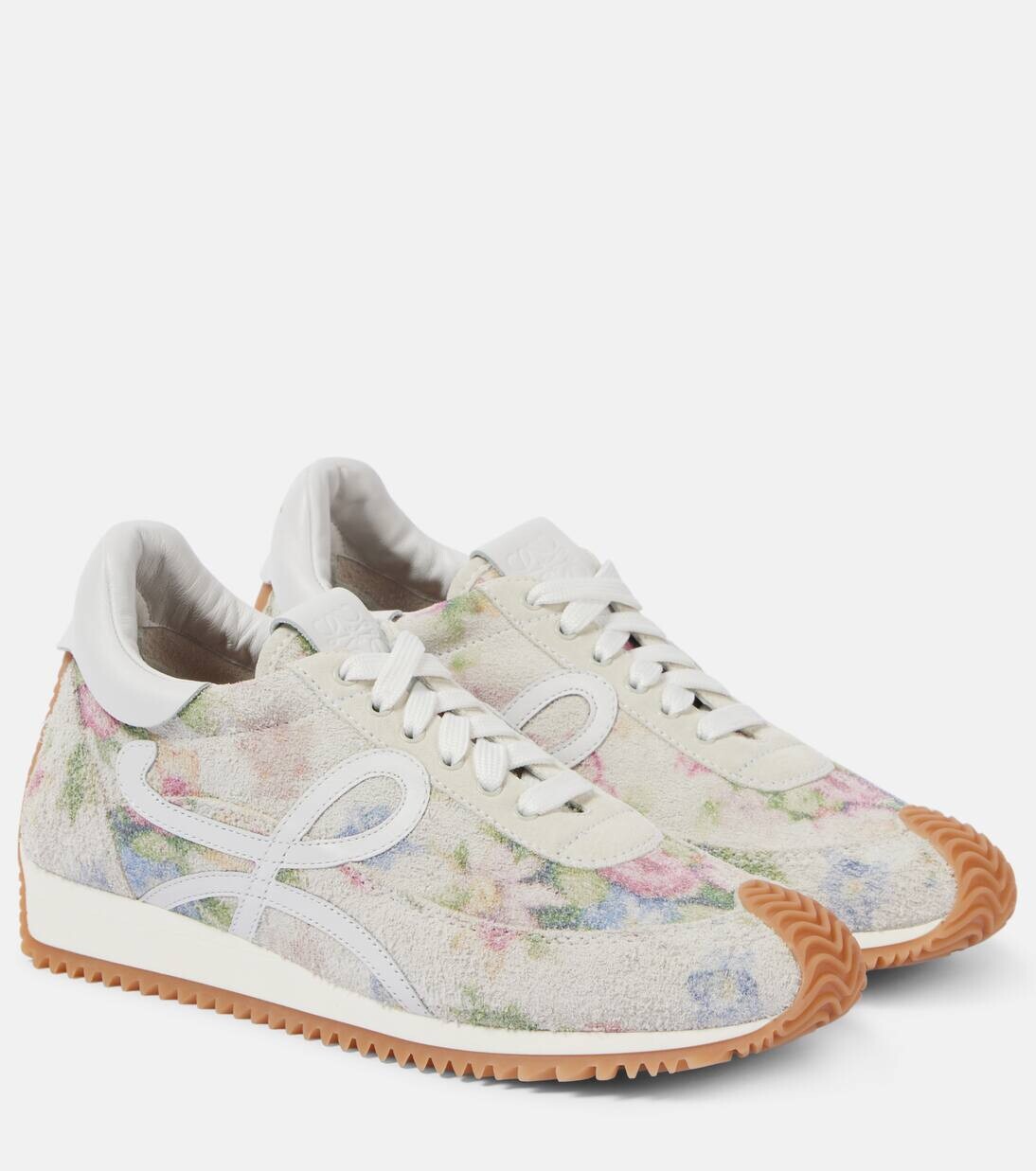 

Замшевые кроссовки с принтом Flow Loewe, цвет white/pink multicolor