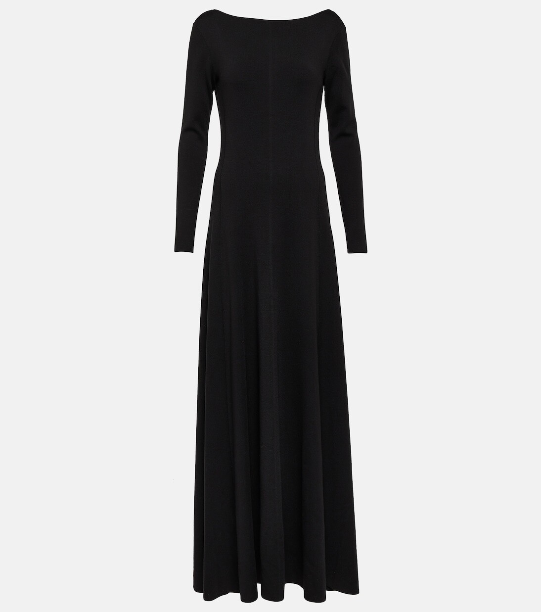 

Шерстяное платье макси с открытой спиной Saint Laurent, черный