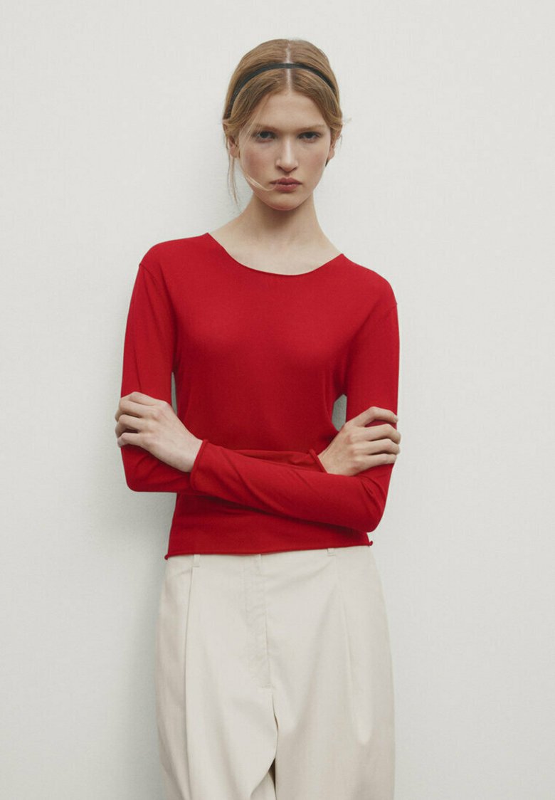 

Вязаный свитер EXTRA CREW NECK Massimo Dutti, цвет red