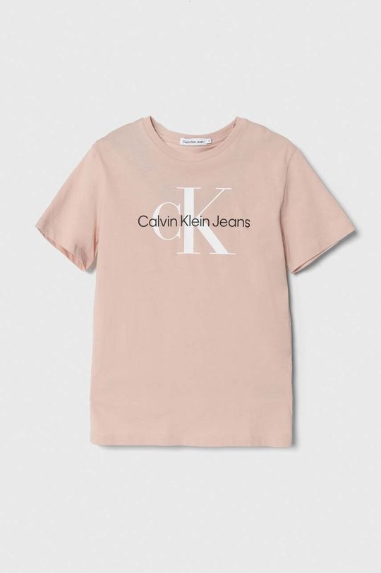 Calvin Klein Jeans Детская хлопковая футболка, розовый