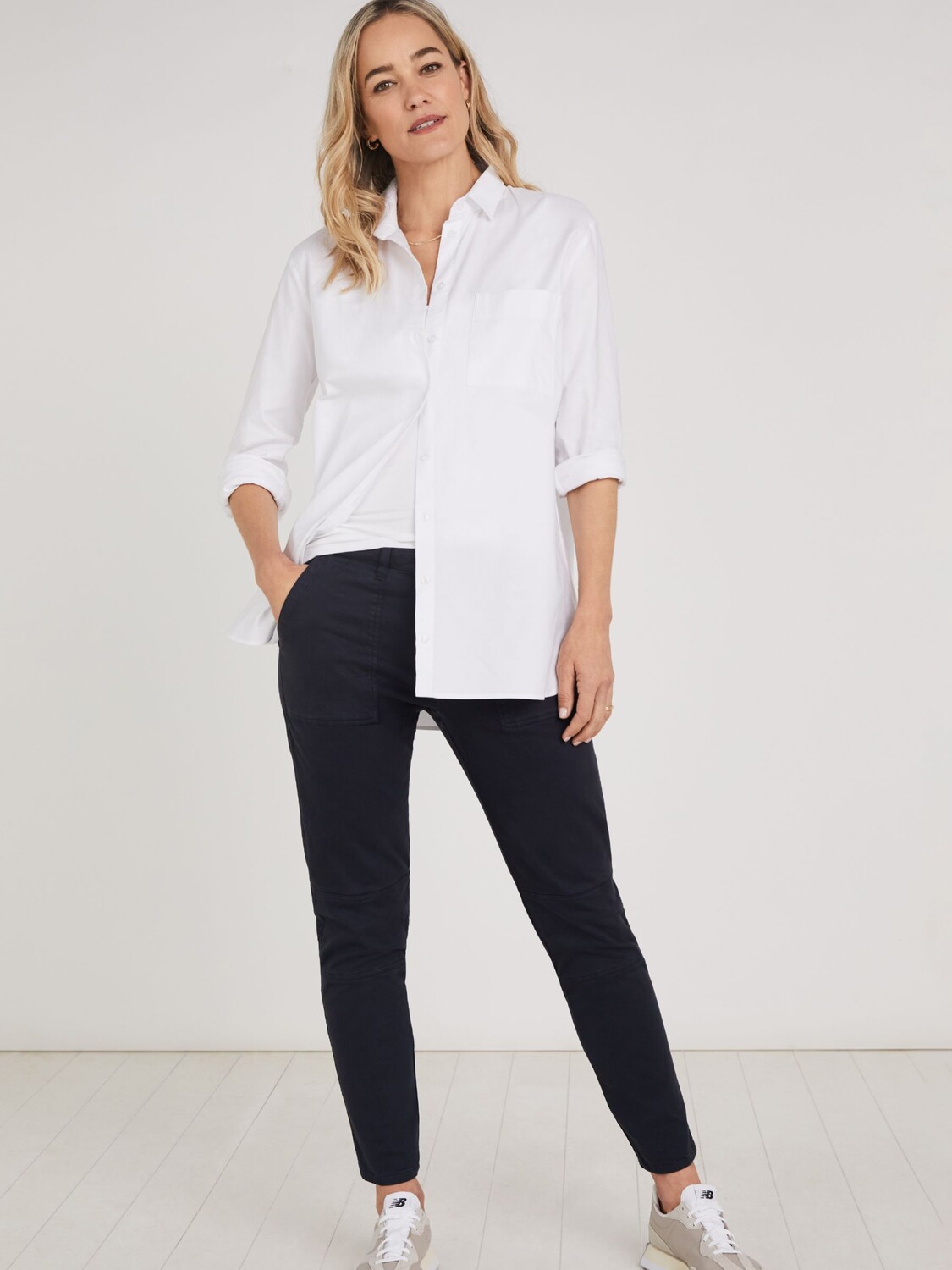 

Baukjen Oralie Slim Fit Укороченные брюки карго из органического хлопка стрейч, классический темно-синий