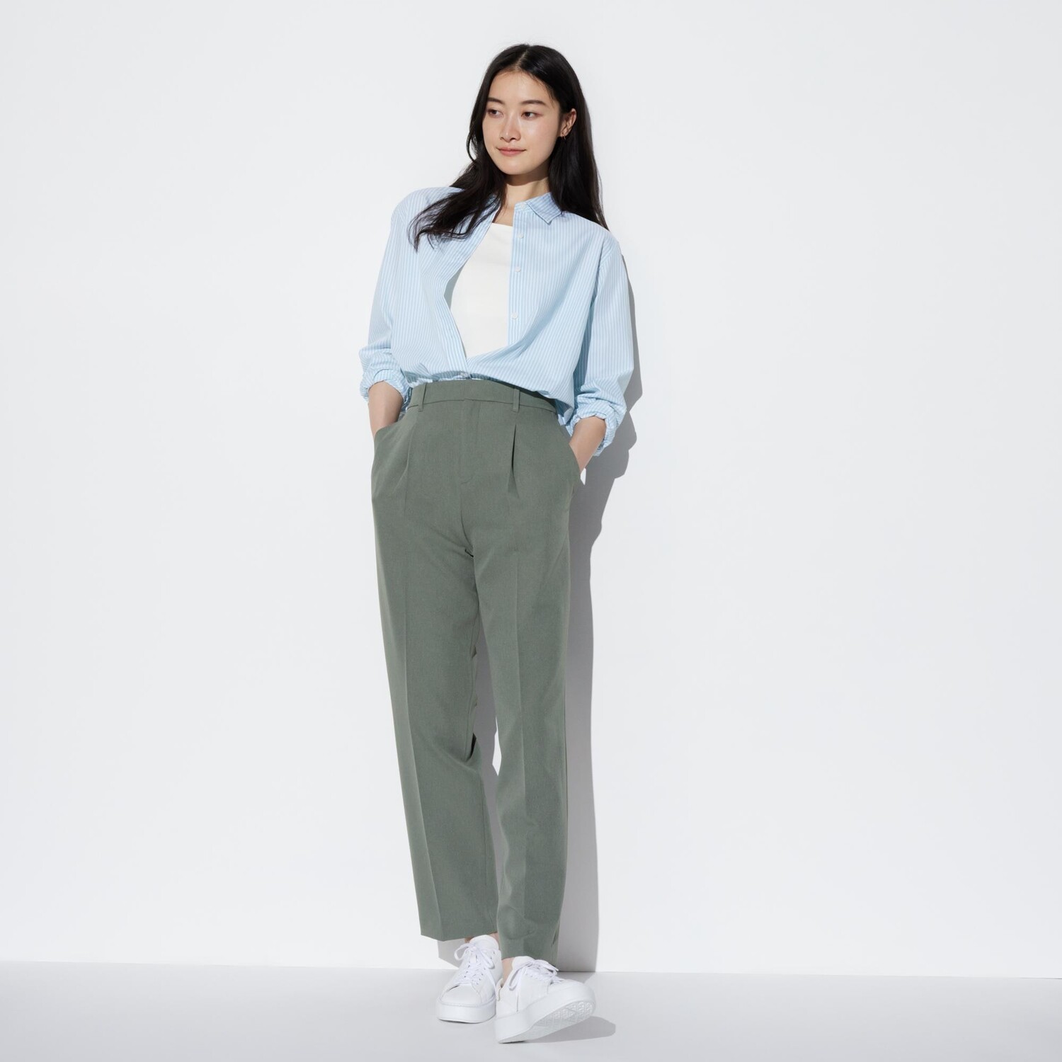 

Брюки UNIQLO Kando с подкладкой удлиненные, оливковый, Зеленый