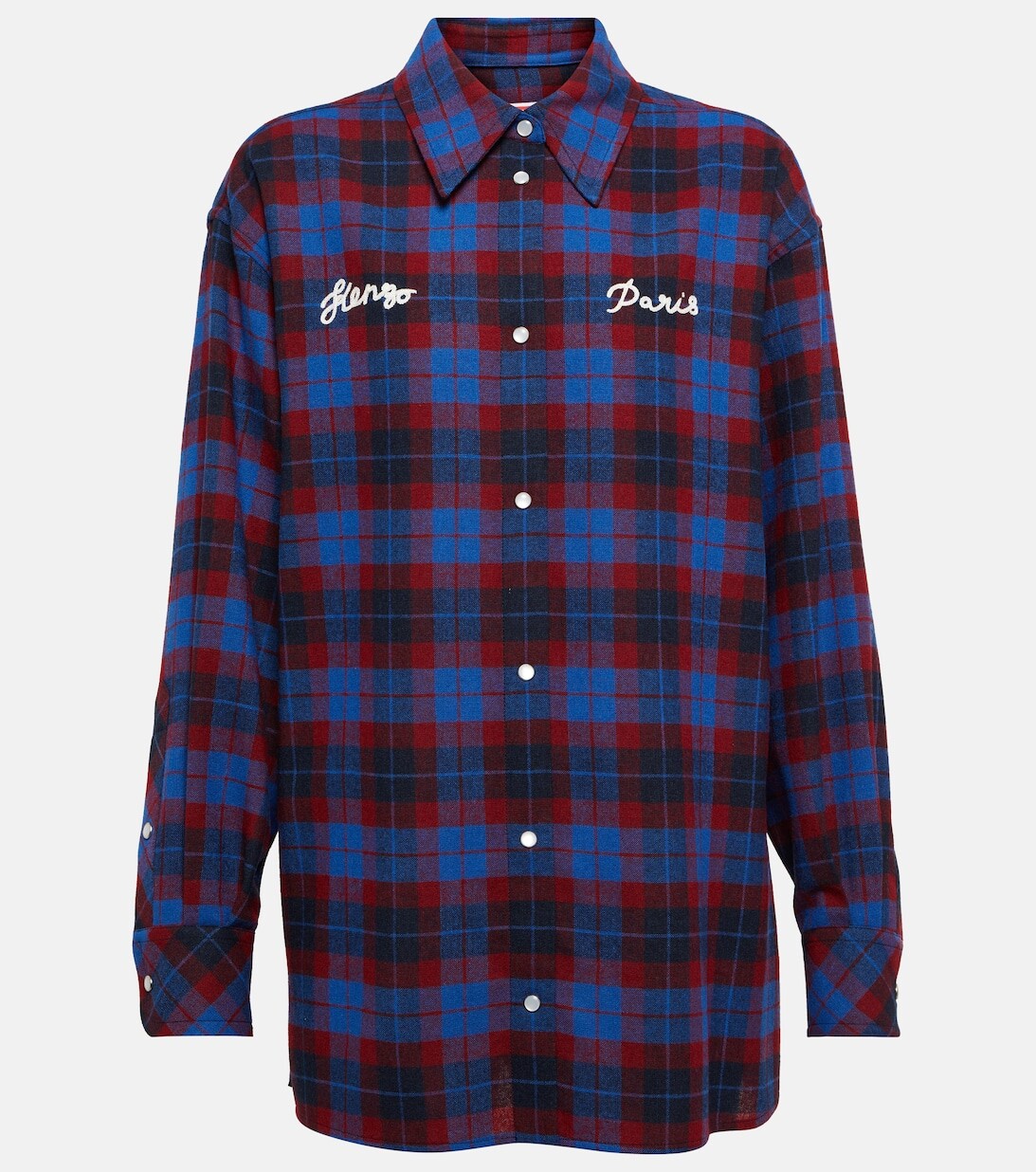 

Рубашка из смесовой шерсти в клетку KENZO, синий