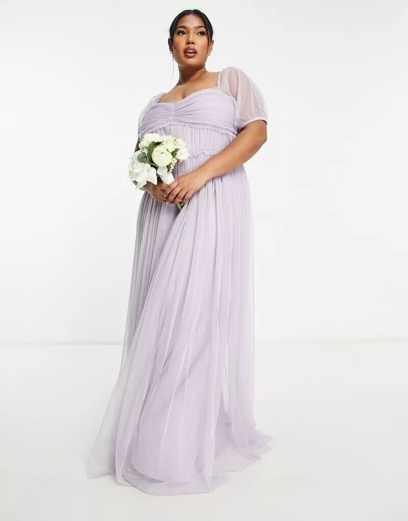 

Сиреневое платье макси с объемными рукавами Anaya Bridesmaid