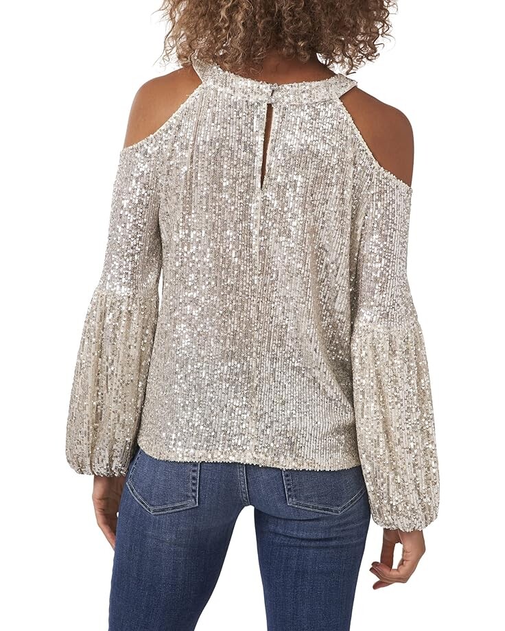 

Блуза CeCe Cold-Shoulder Sequin Blouse, цвет Champagne