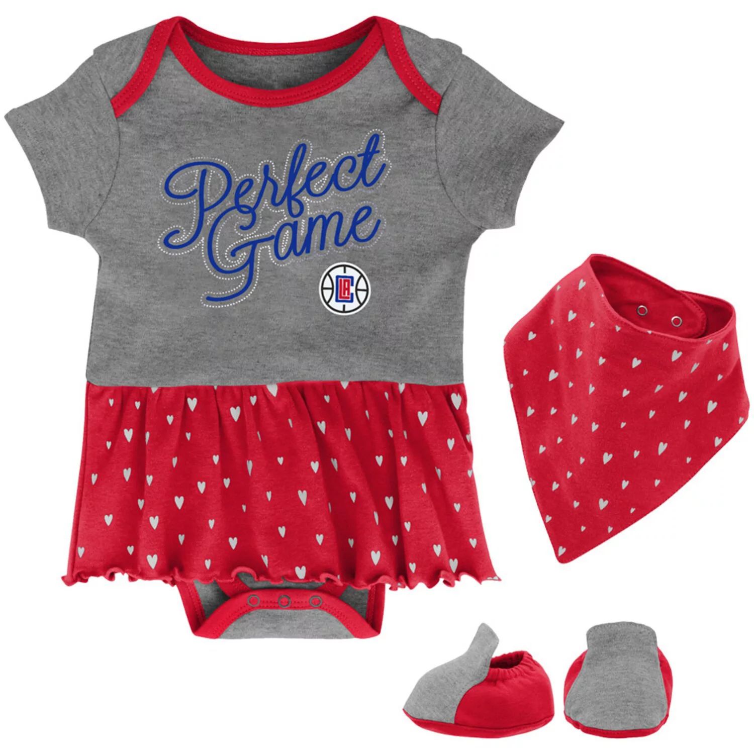 Серый цвет LA Clippers для девочек-младенцев. Тренировочный комплект из идеального боди с нагрудником и пинетками Outerstuff