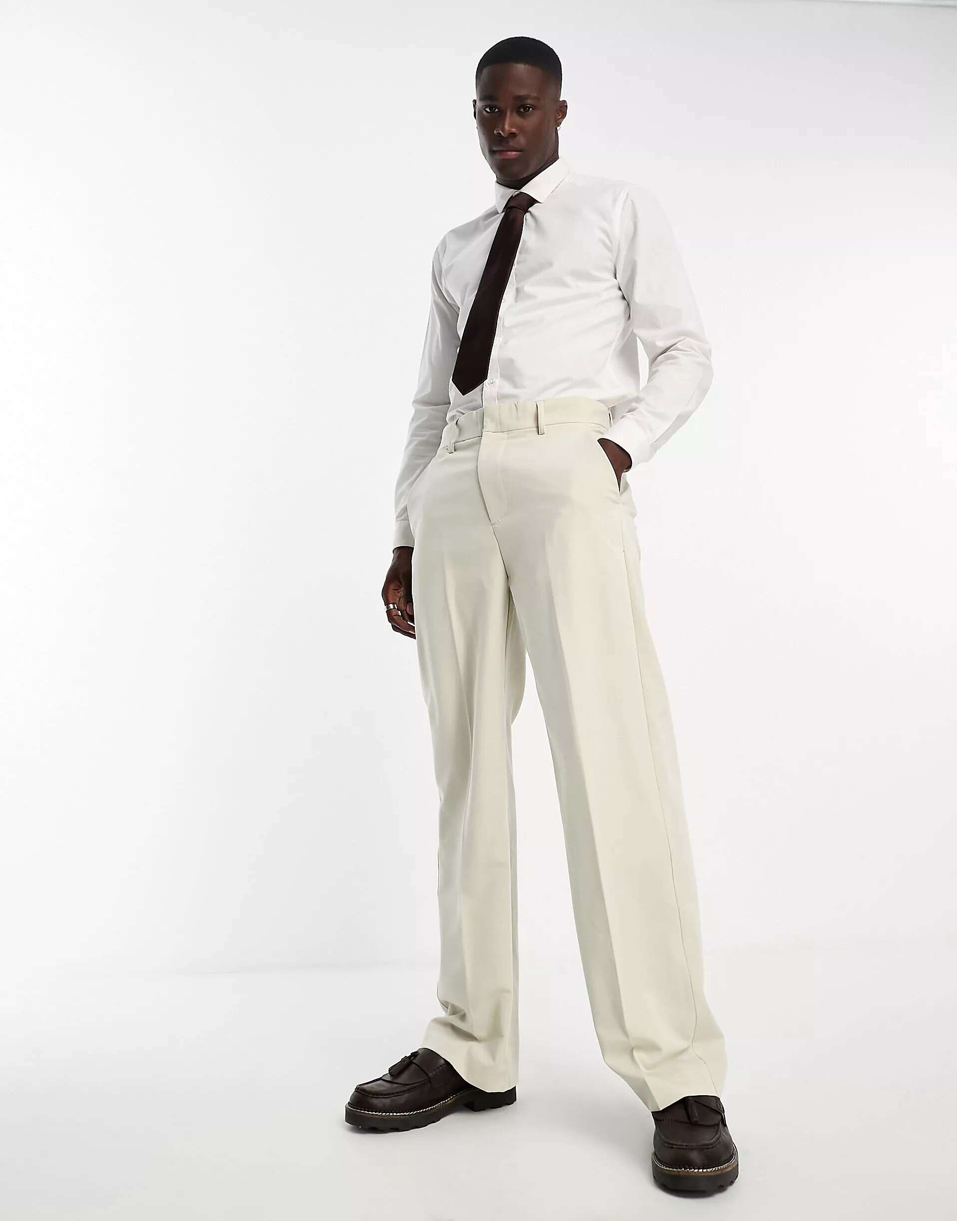 Бежевые костюмные брюки свободного кроя Only & Sons обычные брюки чинос only