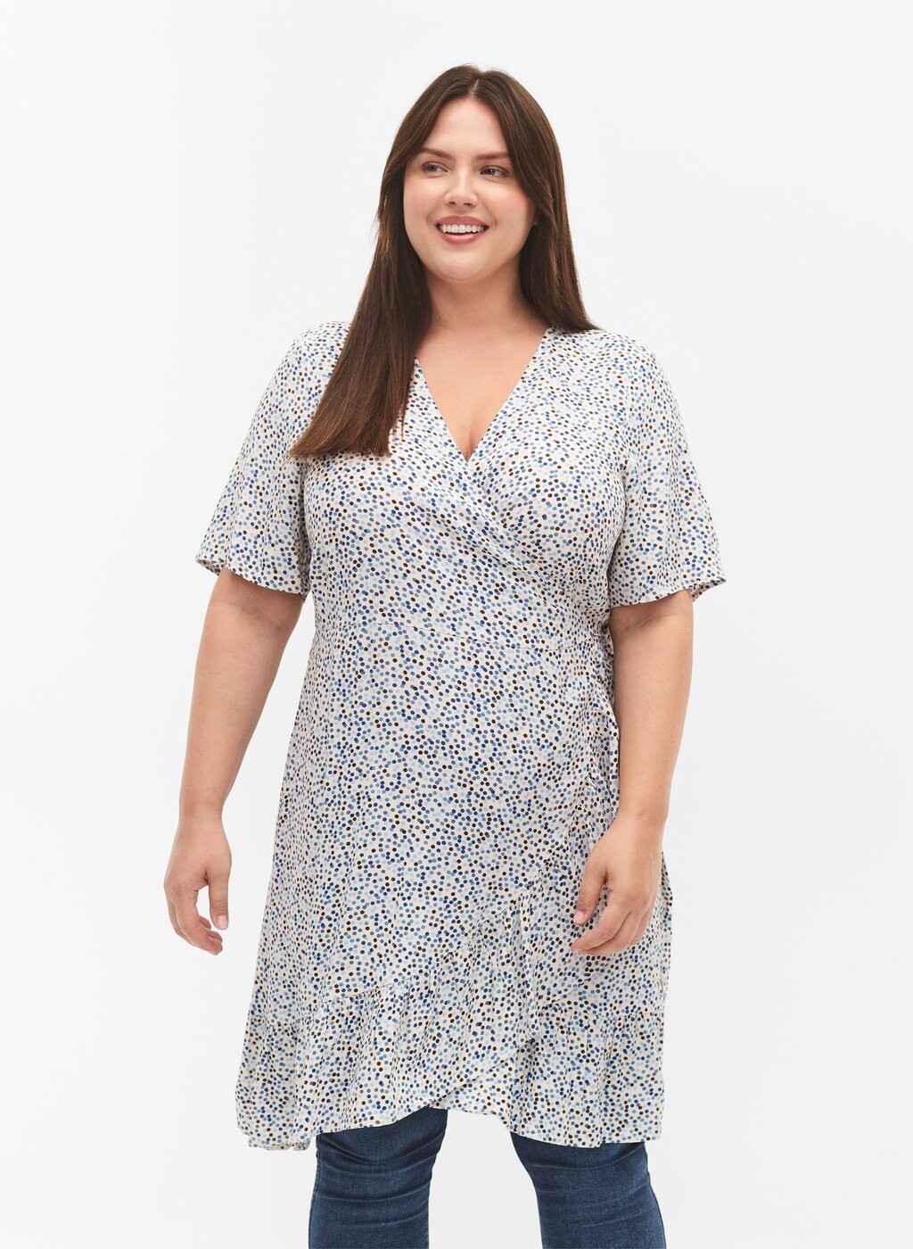 

Платье Camisero Zizzi DOTTED With BUTTONS, синяя точка, aop