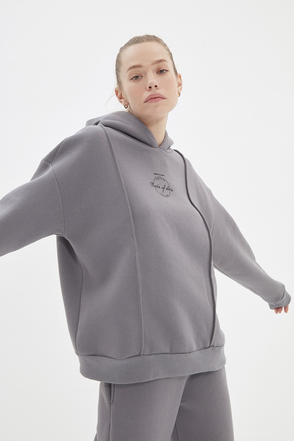 

Толстовка - Серый - Oversize Trendyol, серый
