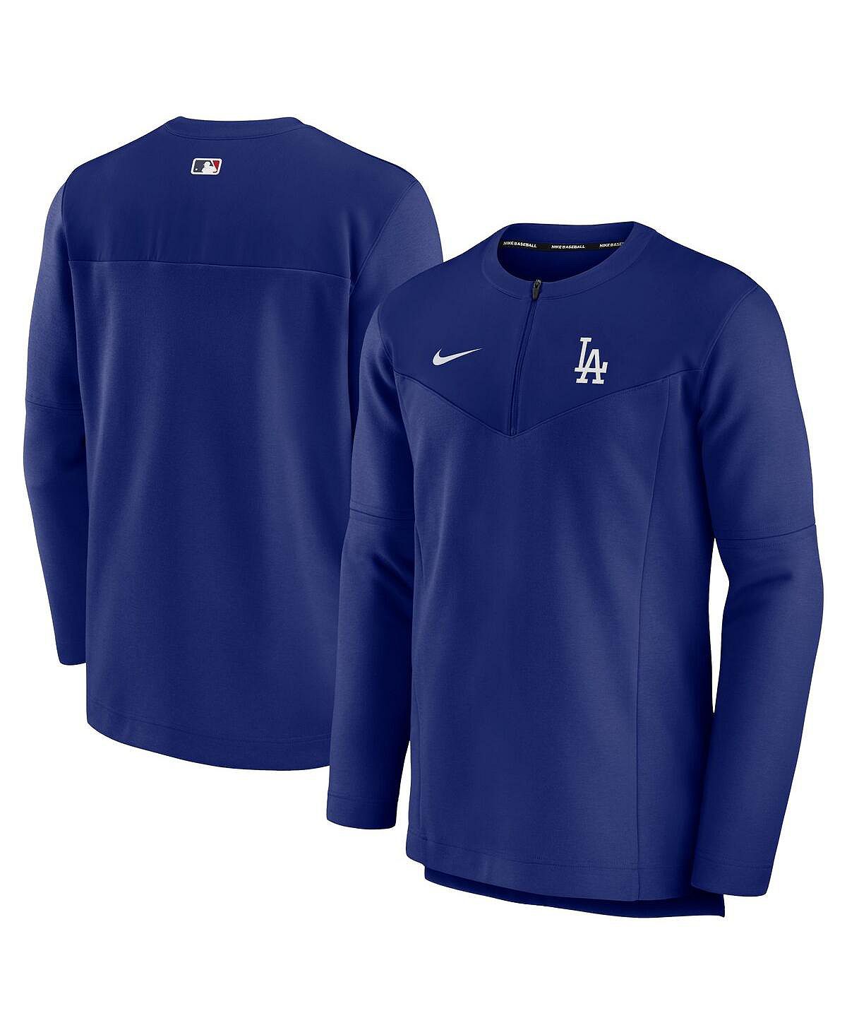 Мужская футболка Royal Los Angeles Dodgers Authentic Collection Game Time Performance с молнией до половины Nike