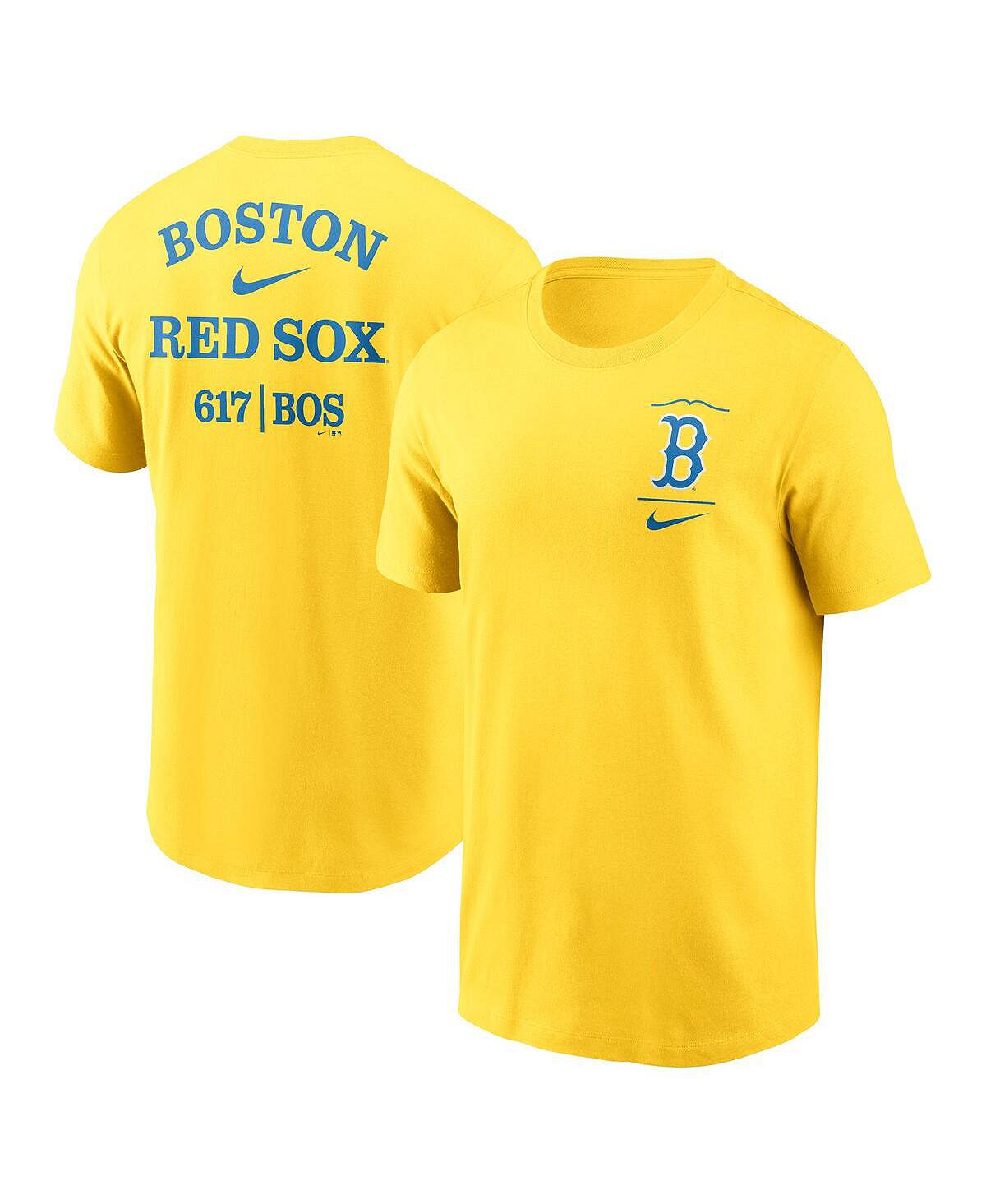 Мужская золотая футболка Boston Red Sox City Connect 2-Hit Nike мужская футболка rafael devers золотистого цвета boston red sox 2021 city connect name number nike