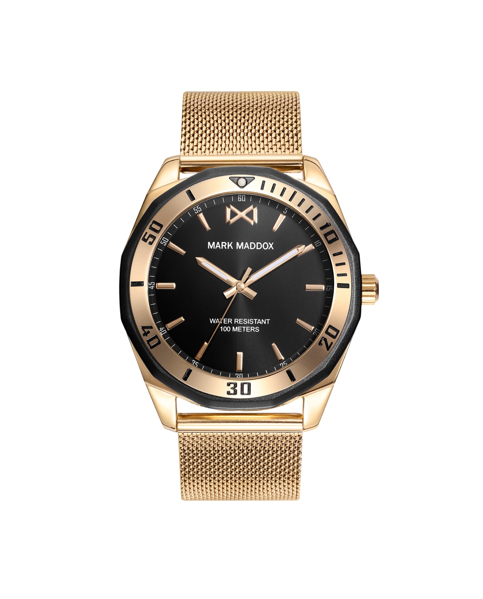 цена Мужские часы Mission с тремя стальными стрелками и миланской сеткой, золотое ip Mark Maddox, золотой