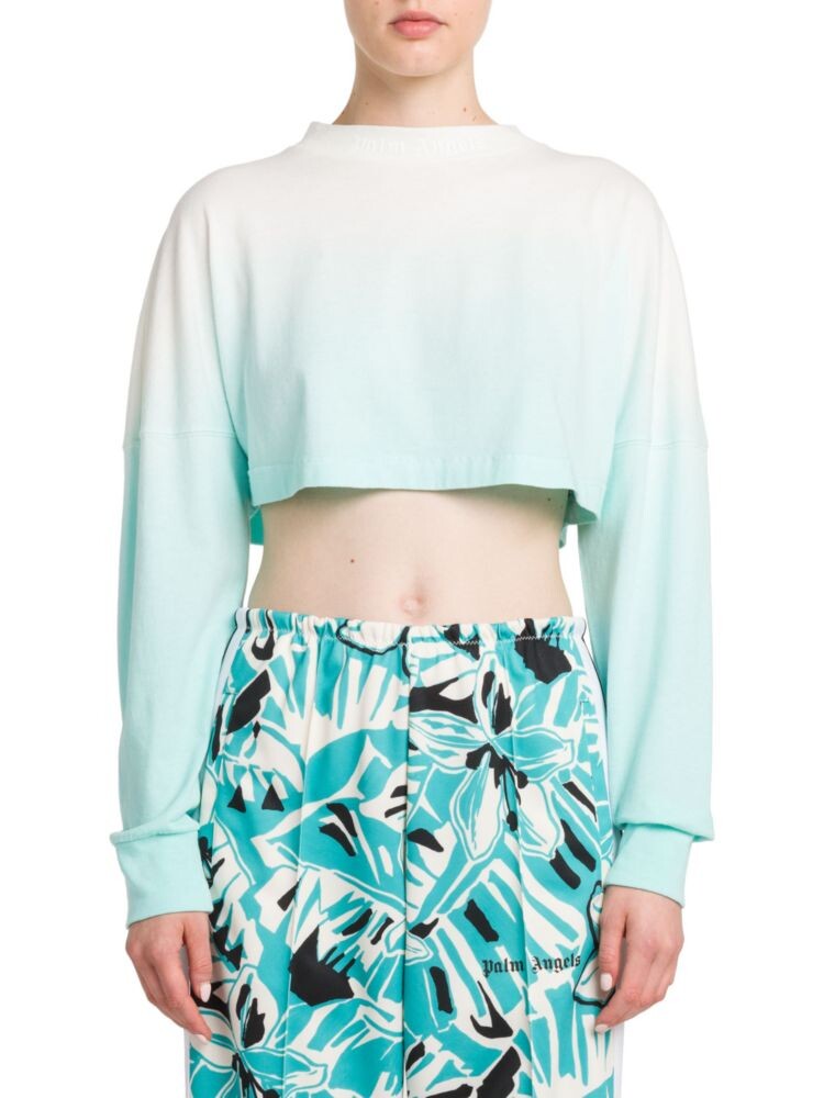 

Укороченная футболка с градиентом Palm Angels, цвет Light Blue