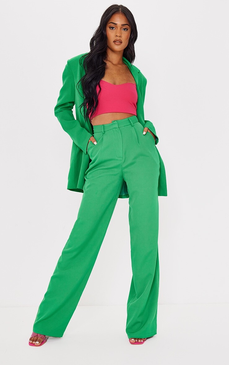 

PrettyLittleThing Высокие зеленые брюки с карманами и завышенной талией, Зеленый