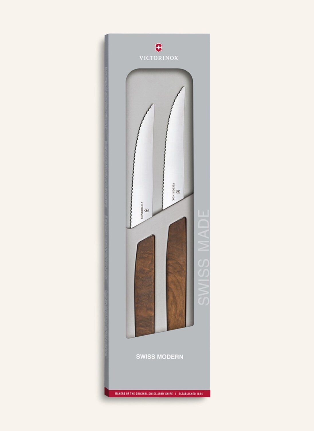 

Набор из 2-х ножей для стейка, швейцарский модерн. Victorinox, коричневый