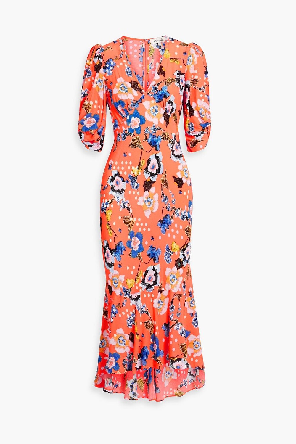 

Платье миди Tati из крепа с цветочным принтом DIANE VON FURSTENBERG, коралловый