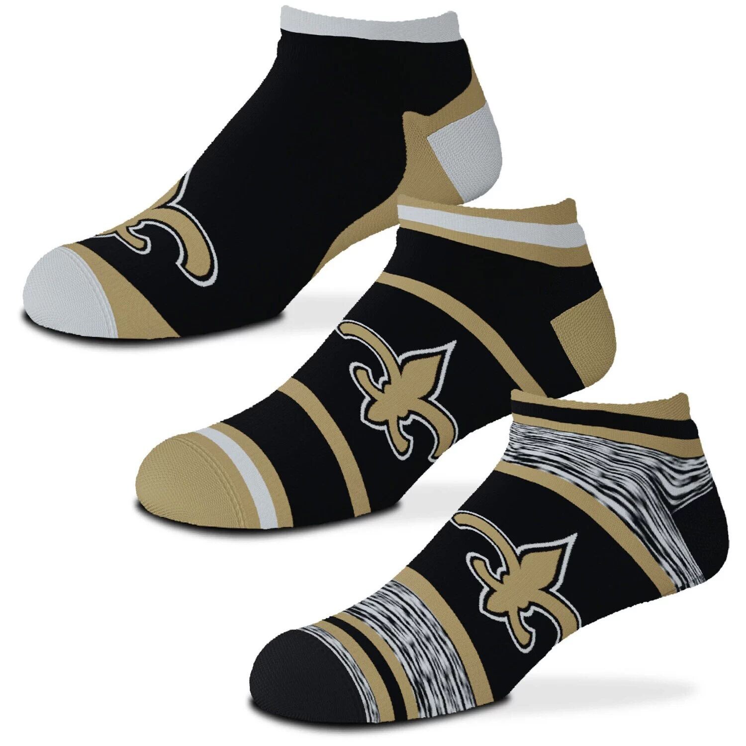 

Комплект из трех носков до щиколотки Youth For Bare Feet New Orleans Saints Unbranded