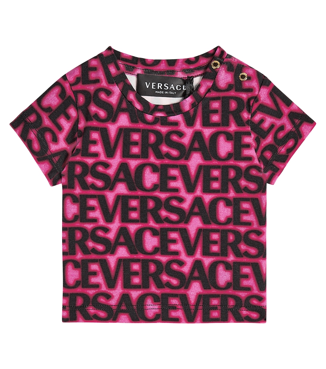 

Футболка из смесового хлопка с логотипом baby Versace Kids, черный