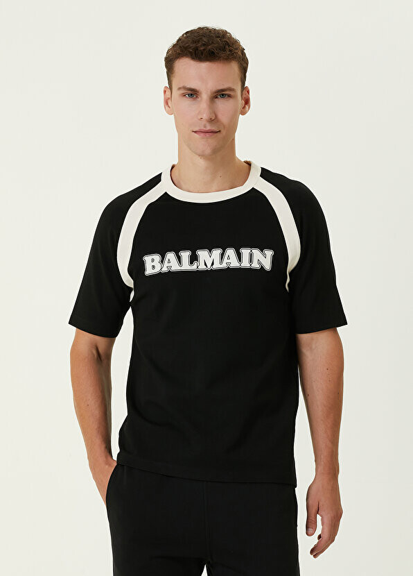 

Черно-белая футболка с логотипом Balmain, Черный