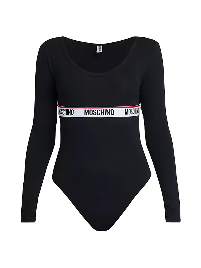 

Боди из эластичного хлопка с длинными рукавами Moschino, черный