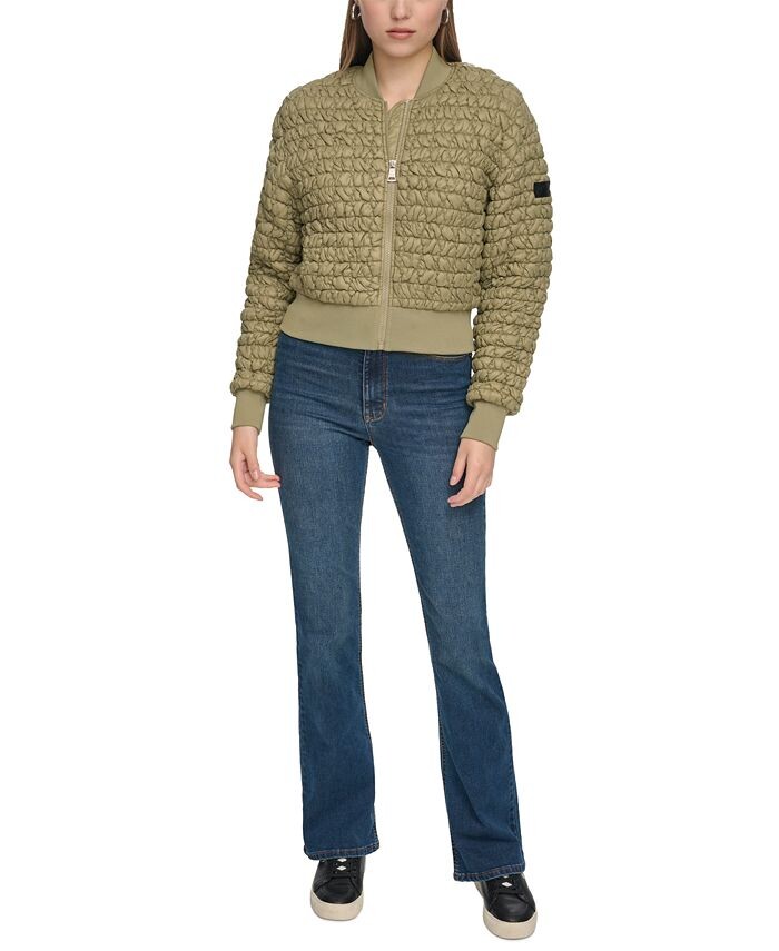 

Женский фактурный бомбер с длинными рукавами DKNY Jeans, тан/бежевый
