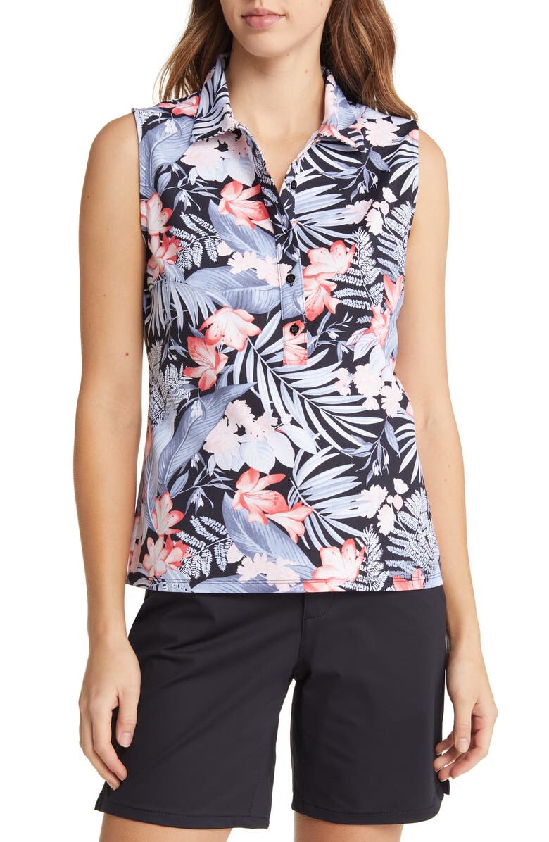 

Поло Aubrey Delicate Floral без рукавов IslandZone TOMMY BAHAMA, черный