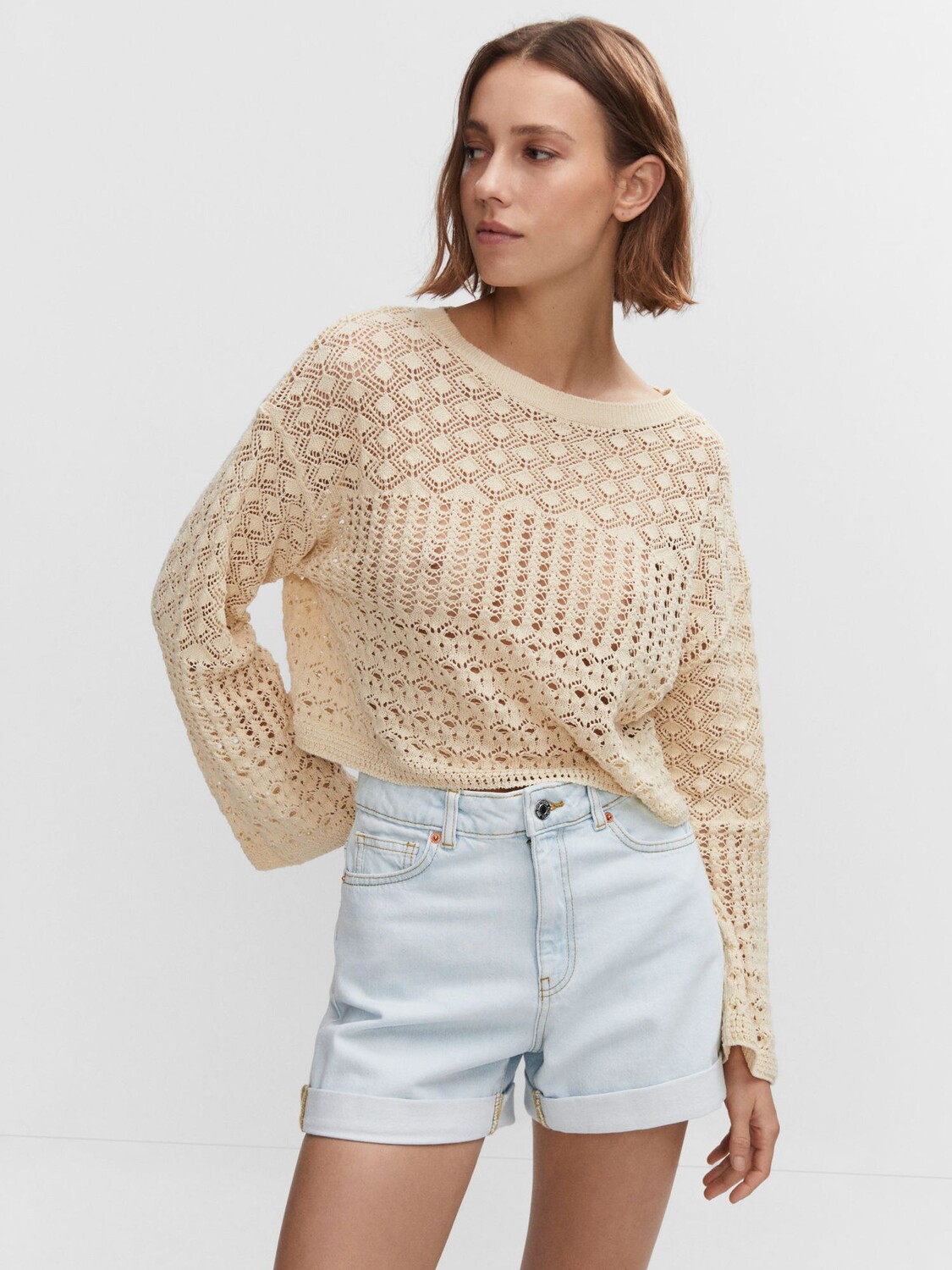 

Джинсовые шорты для мамы Mango, открытый синий