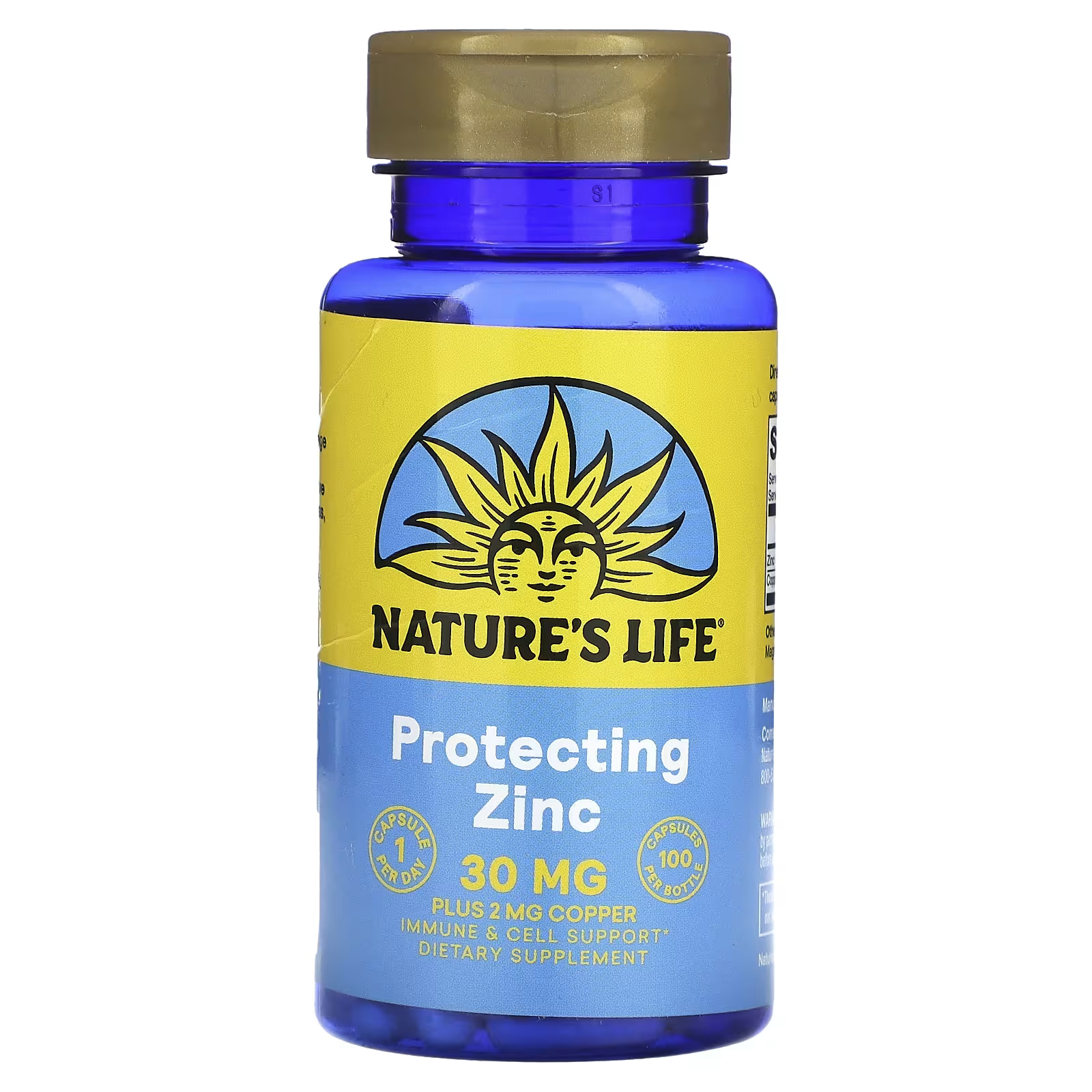 Цинк Nature's Life 30 мг, 100 капсул