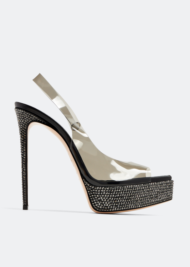 Сандалии Le Silla Chanel Uma, черный туфли на расклешенном каблуке с кристаллами на платформе mach