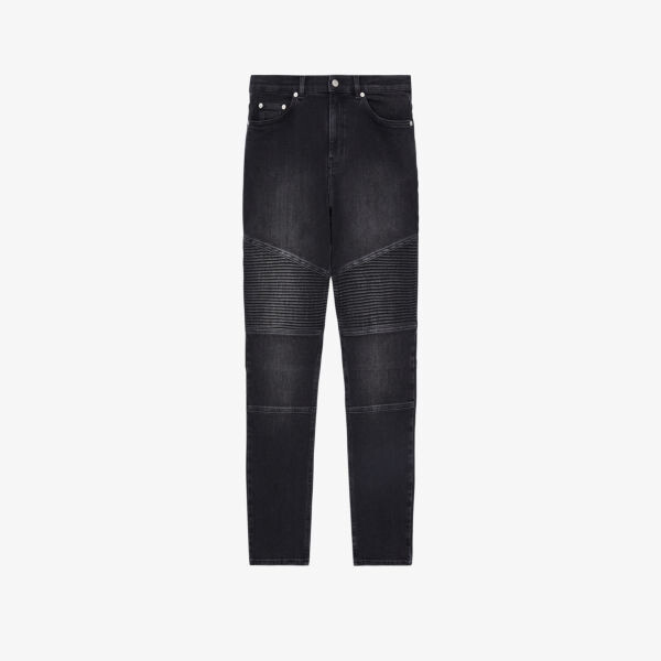 

Джинсы узкого кроя из эластичного денима с тиснением из жакрона The Kooples, черный