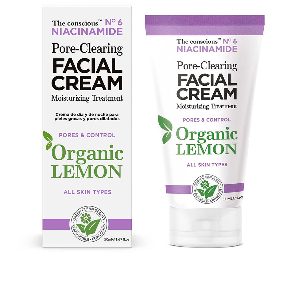 цена Крем для лечения кожи лица Niacinamide pore-clearing facial cream organic lemon The conscious, 50 мл