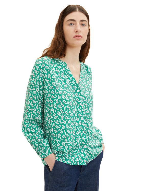Блузка Tom Tailor, зеленый блузка tom tailor с короткими рукавами зеленый мультиколор