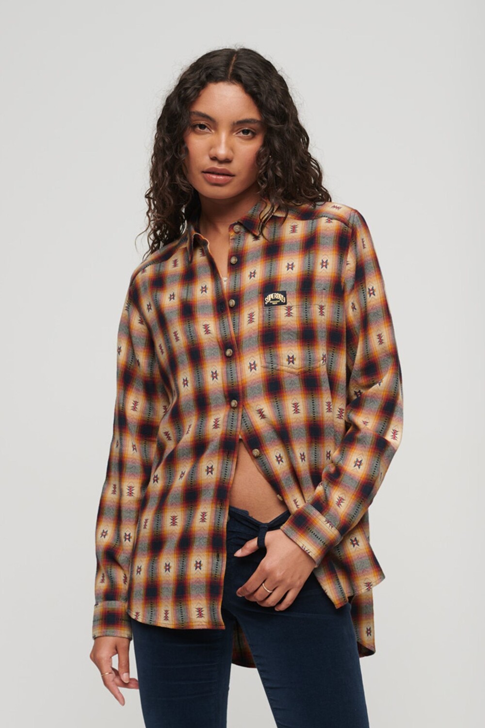 

Клетчатая рубашка оверсайз Superdry, коричневый