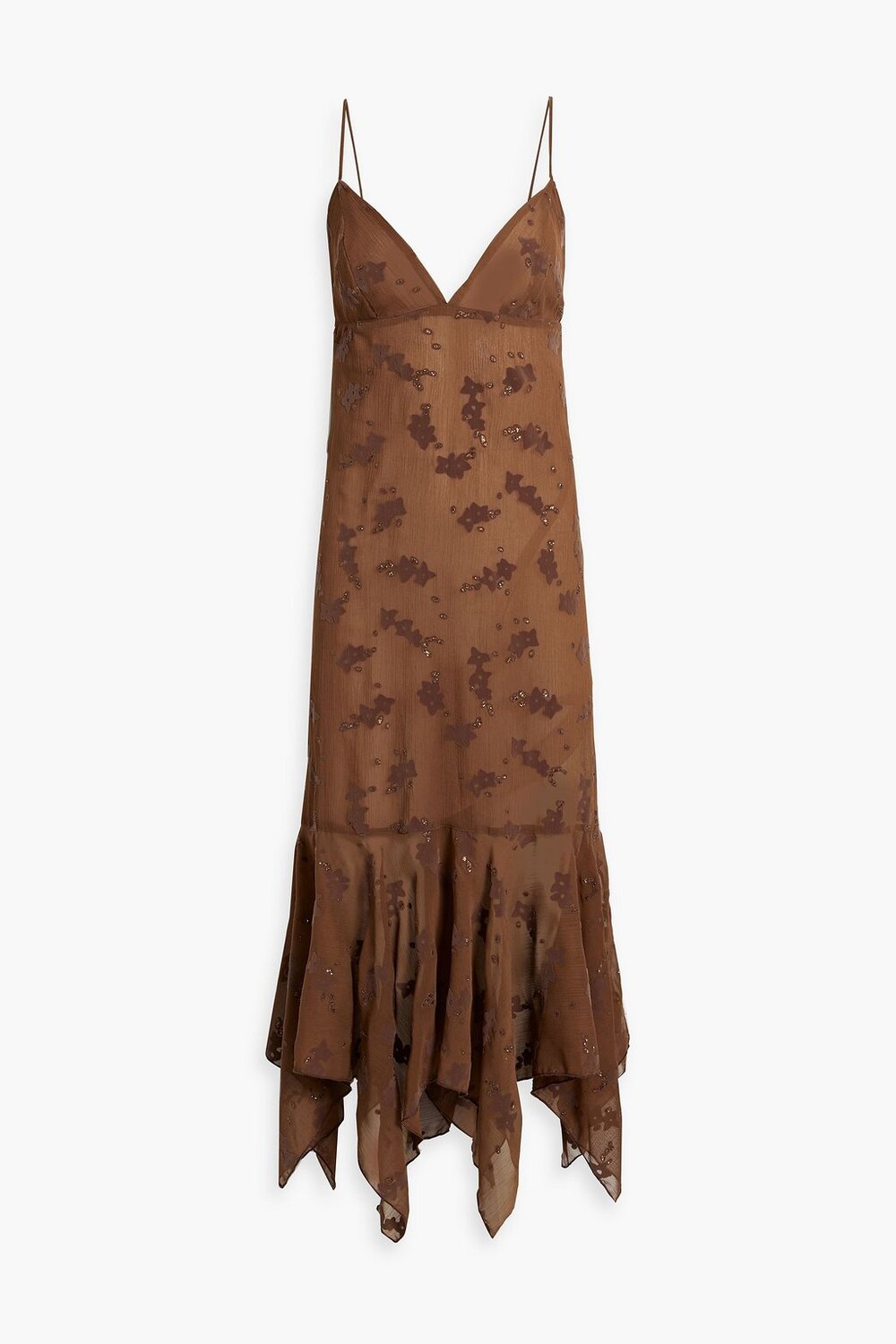 

Платье миди из блестящего флокированного жоржета ANNA SUI, коричневый
