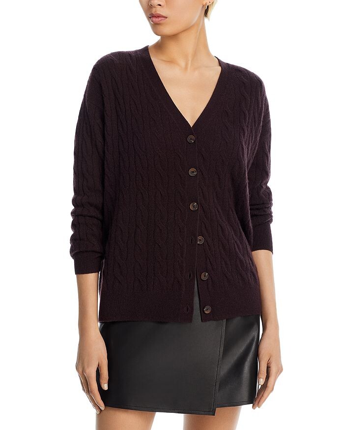 

Кардиган из кашемира с косой вязкой — 100% эксклюзив C by Bloomingdale's Cashmere, Черный