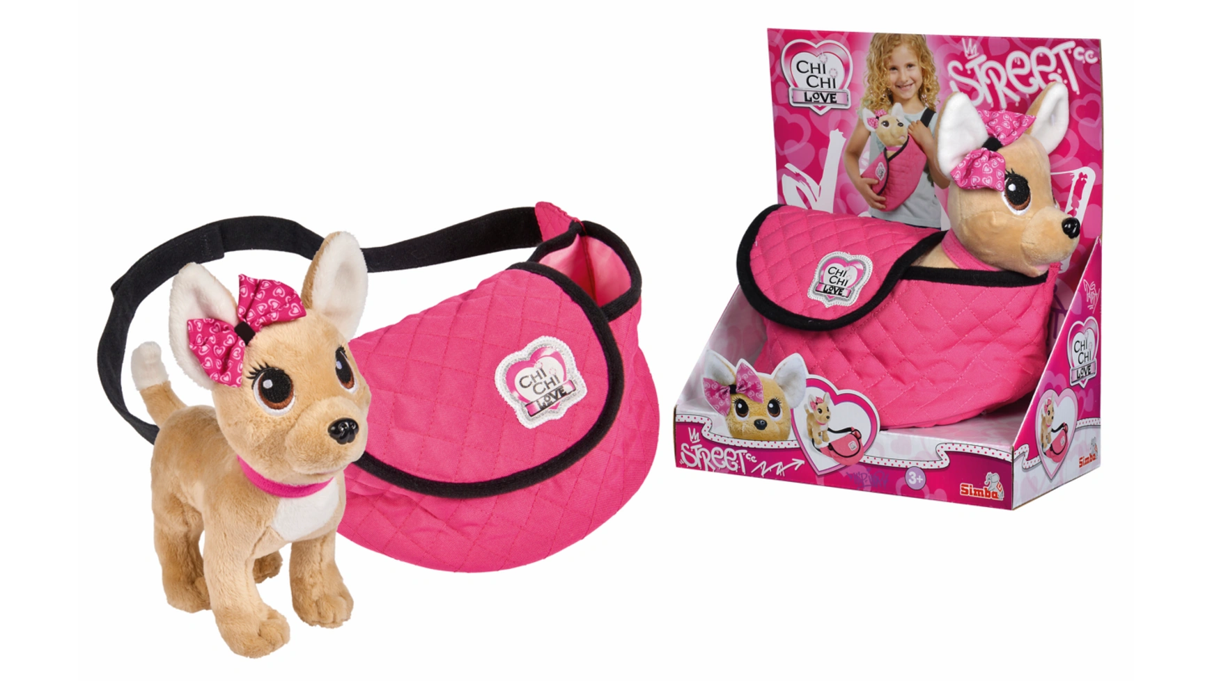 цена Chi chi love плюшевая собака ccl street chihuahua в модной поясной сумке регулируемый ремень Simba