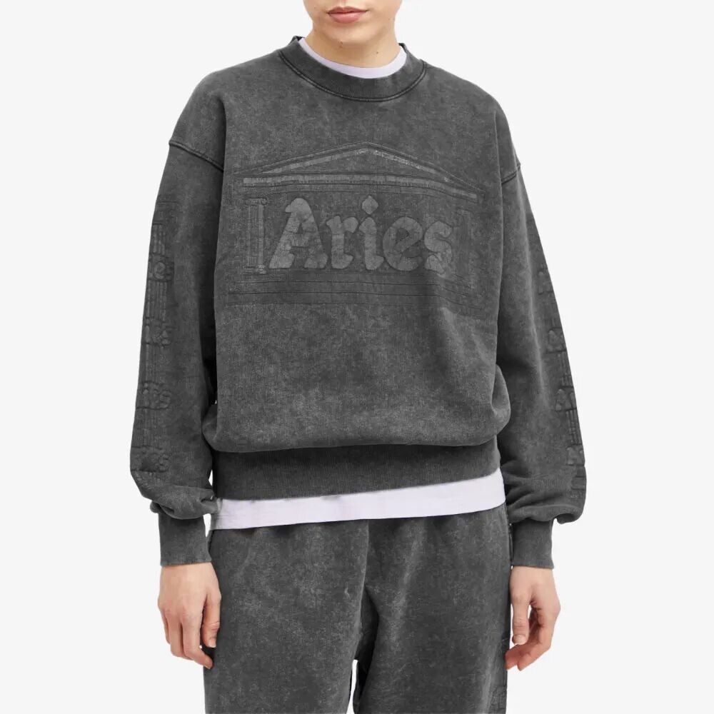 Толстовка Aries Aged Ancient Column Crew Sweat, черный