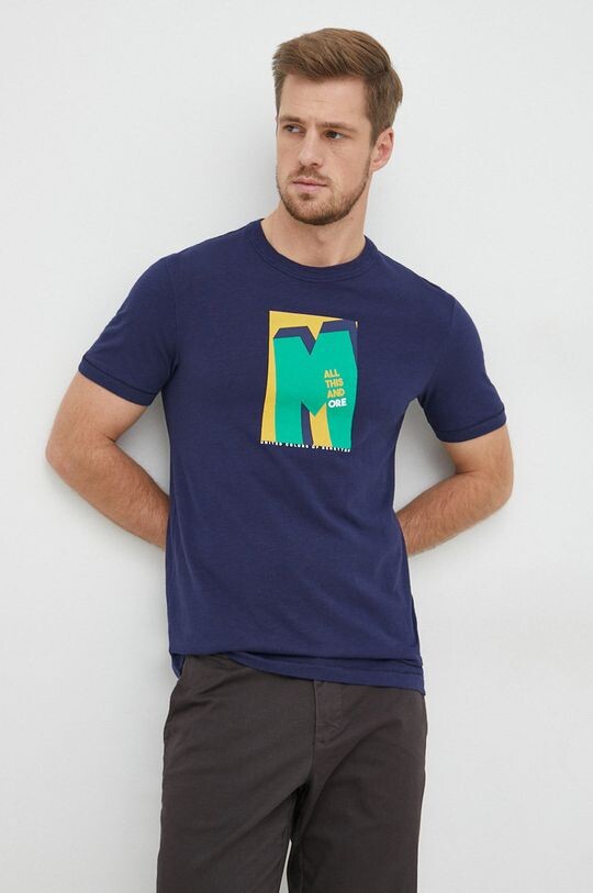 

Хлопковая футболка United Colors of Benetton, темно-синий