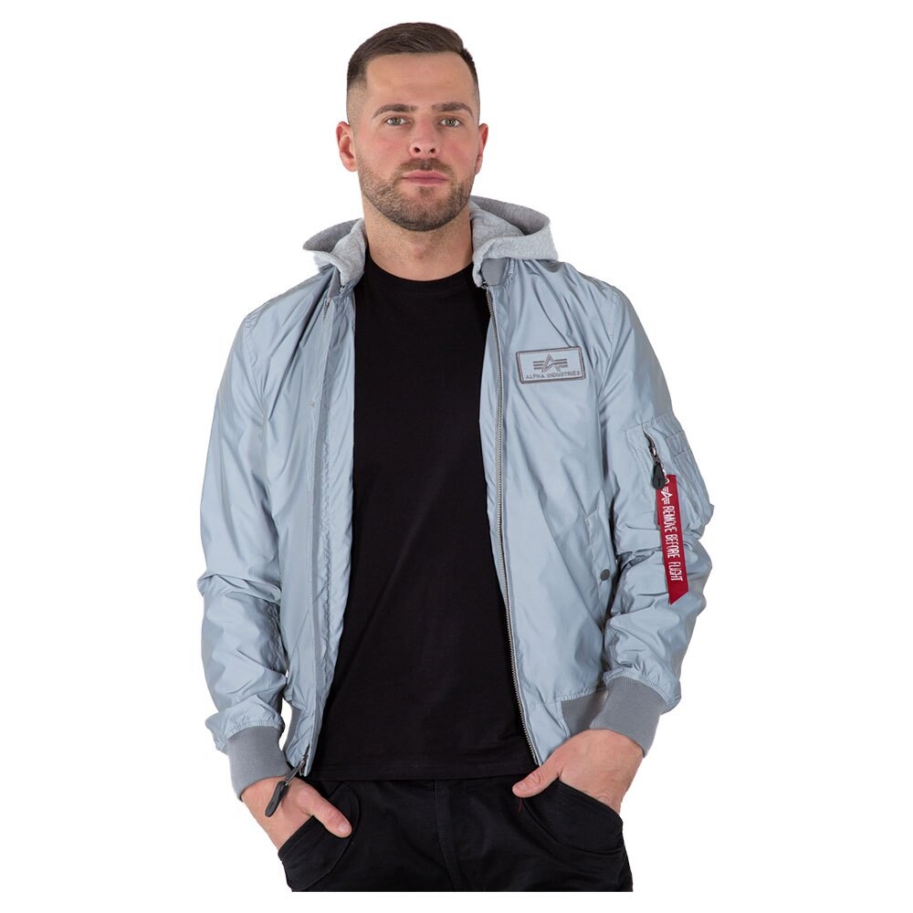 

Куртка Alpha Industries MA-1 LW Hood Reflective, серебряный, Серый