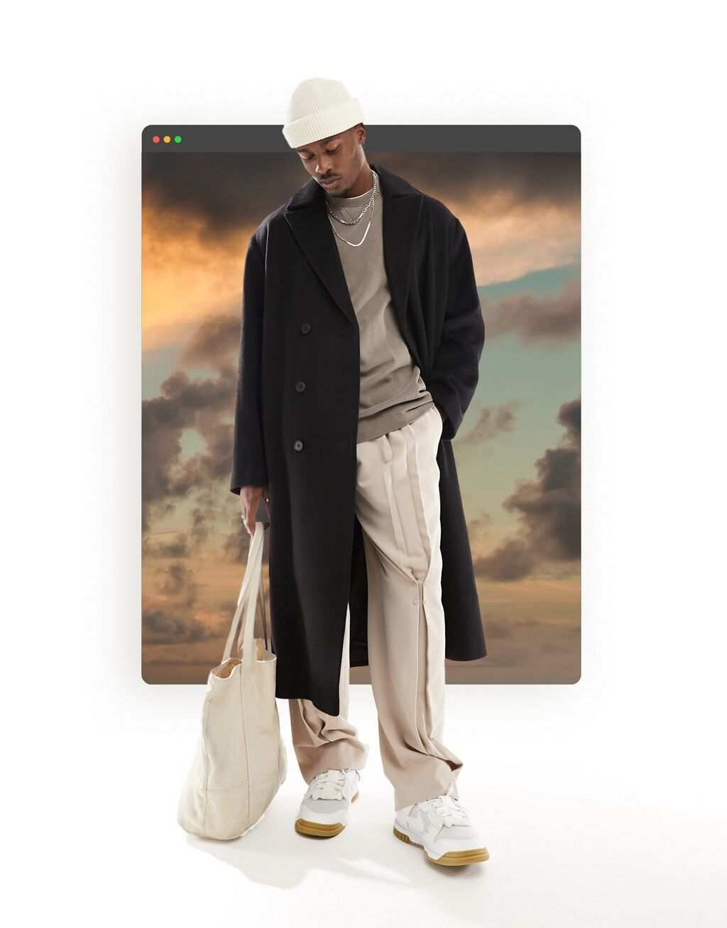 

Черное пальто оверсайз из смесовой шерсти ASOS DESIGN, Черный
