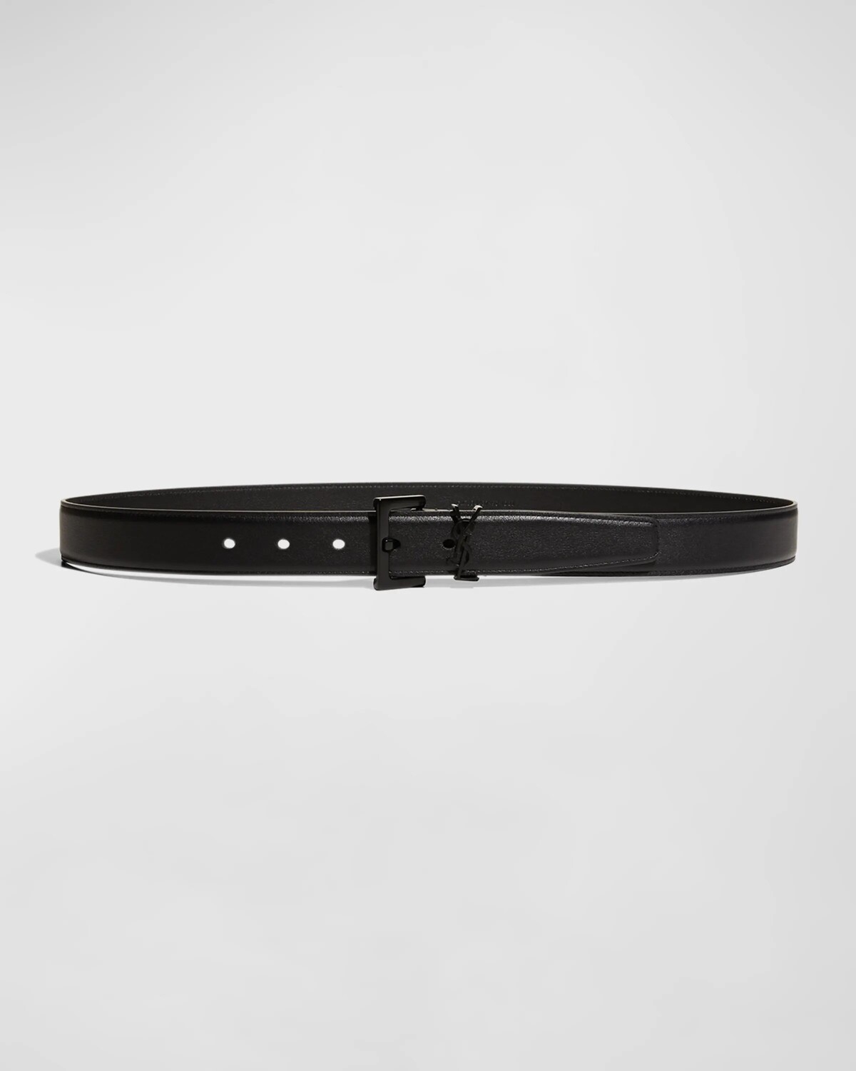 

Ремень YSL из телячьей кожи в тон Saint Laurent, цвет Black/Noir