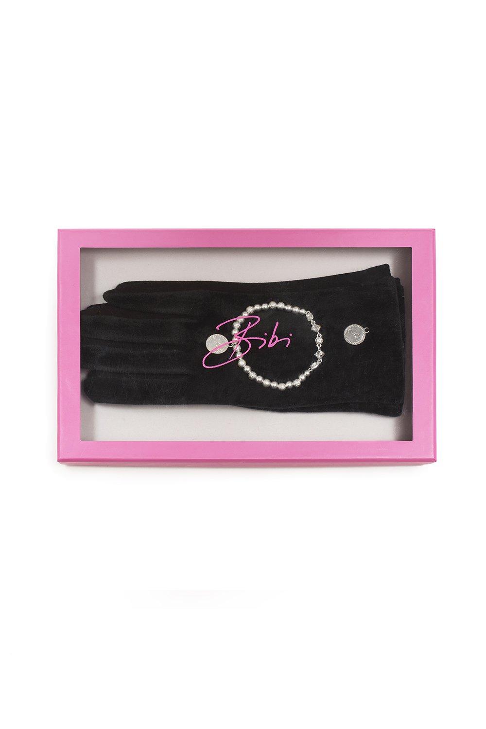 Набор из черных перчаток и браслета «Обсидиан» Bibi Bijoux, черный